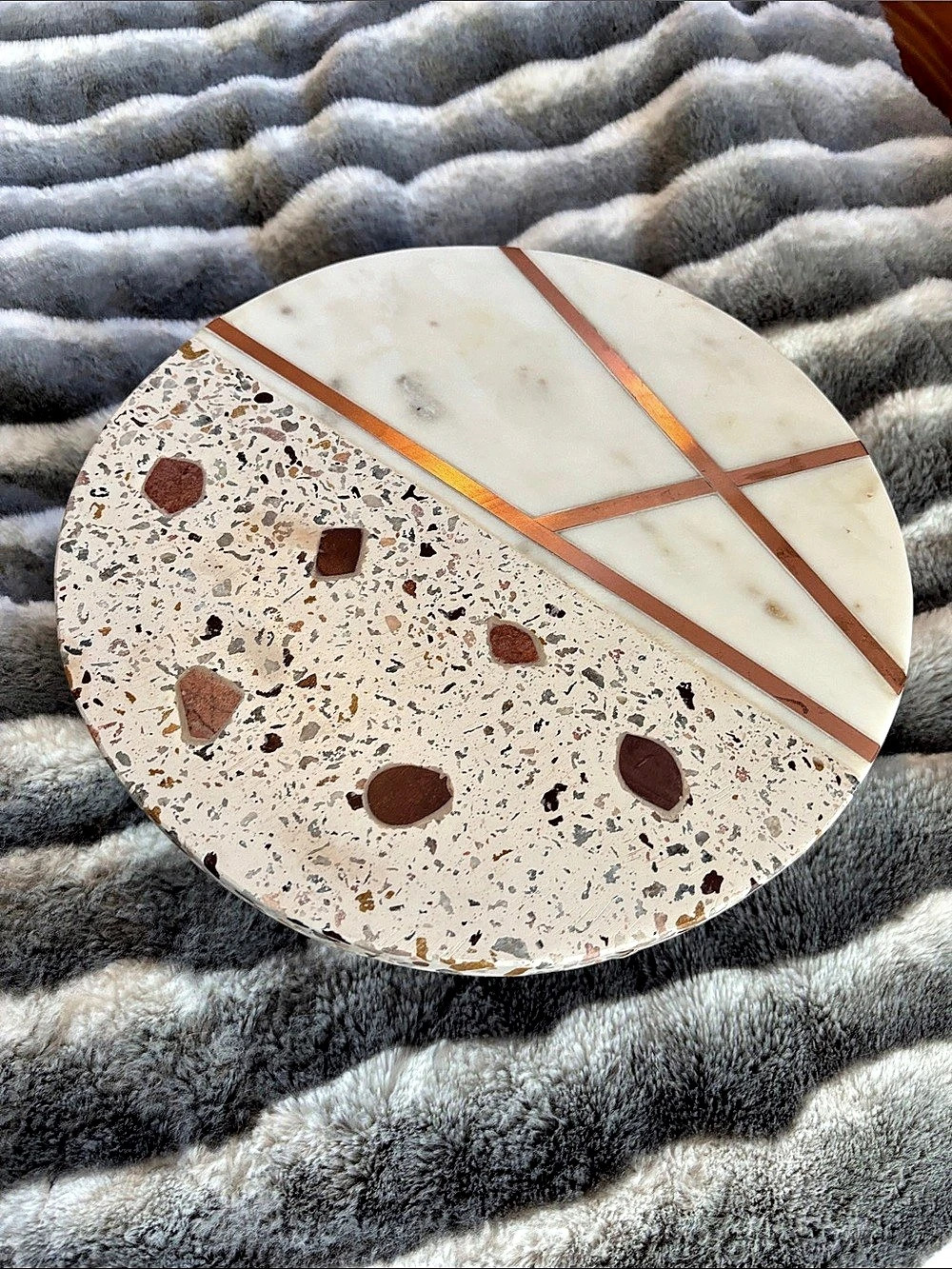 Thirstystone Terrazzo and White Marble Cake Stand Round Terrazzo Geometric Decor